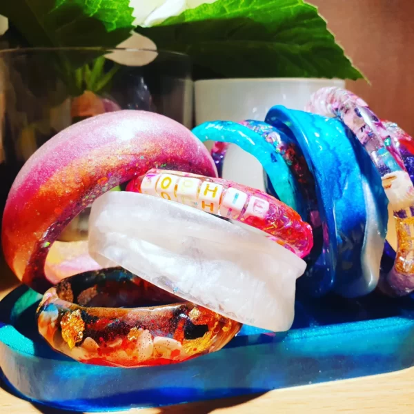 Hand made resin bangle selection